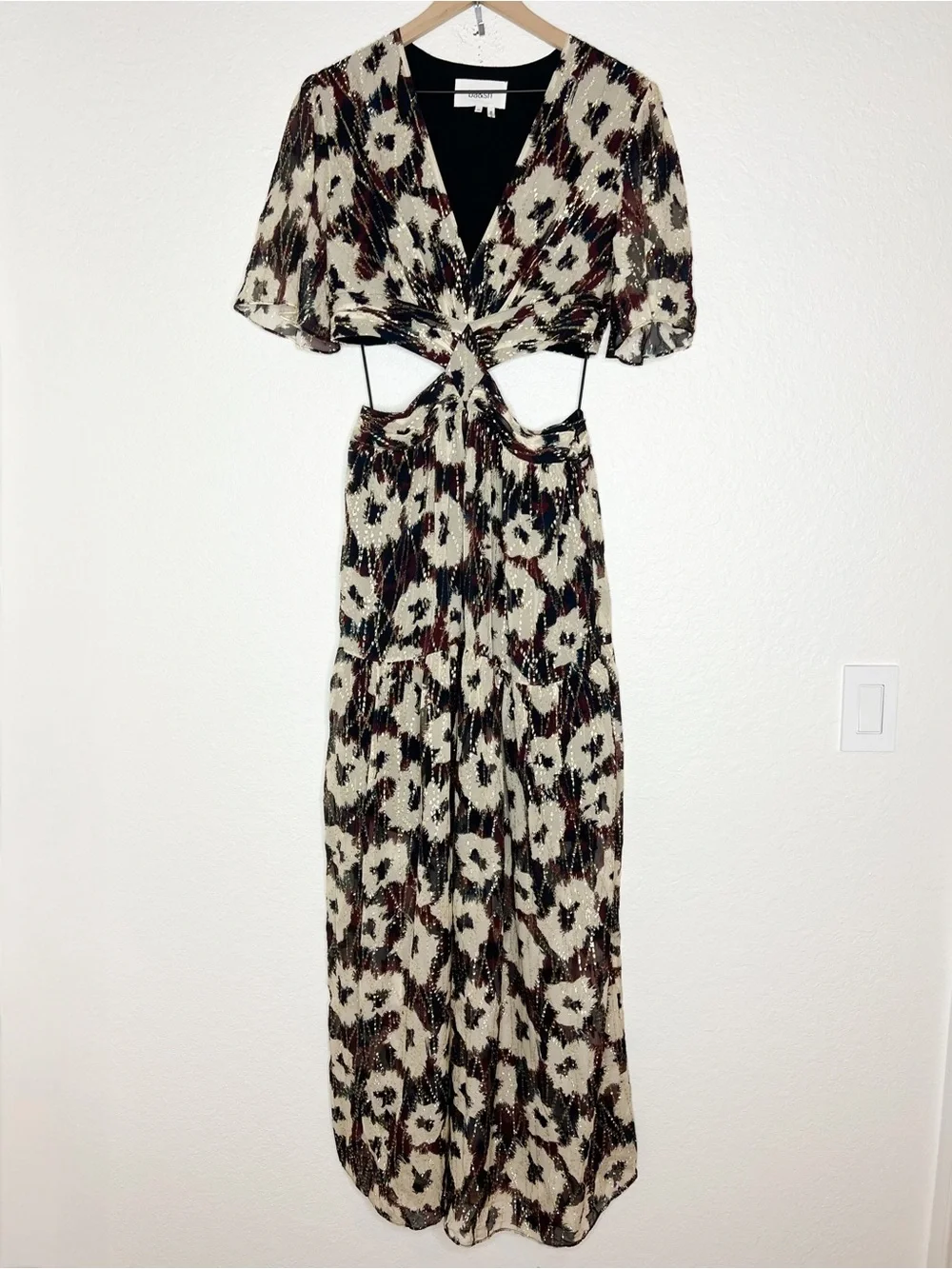 Ba&sh Kandy Maxi Dress Metallic Floral Cut Out size Medium - Picture 5 of 12